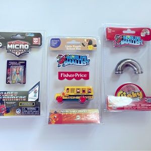 Worlds Smallest & Microfigure Toys. Fisher Price School Bus, Slinky, Transformer